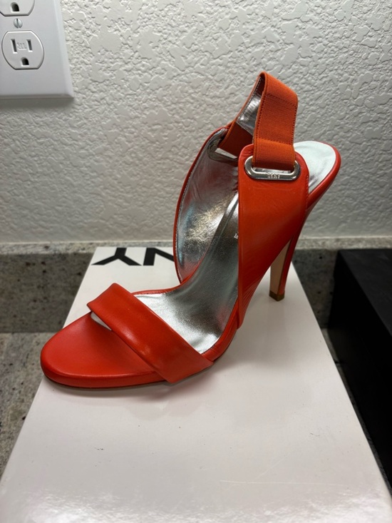 Dkny Shoes - DKNY Orange Strappy High Heel Sandal with Elastic Back